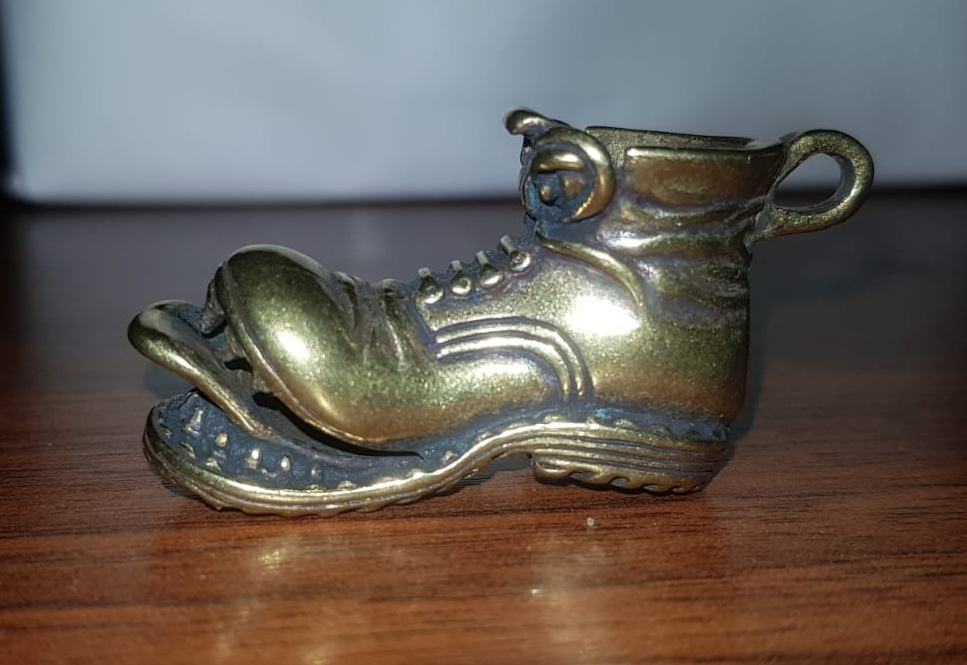Přívěsek, Prčice, škrpál, botička, mosaz, pochod - 4