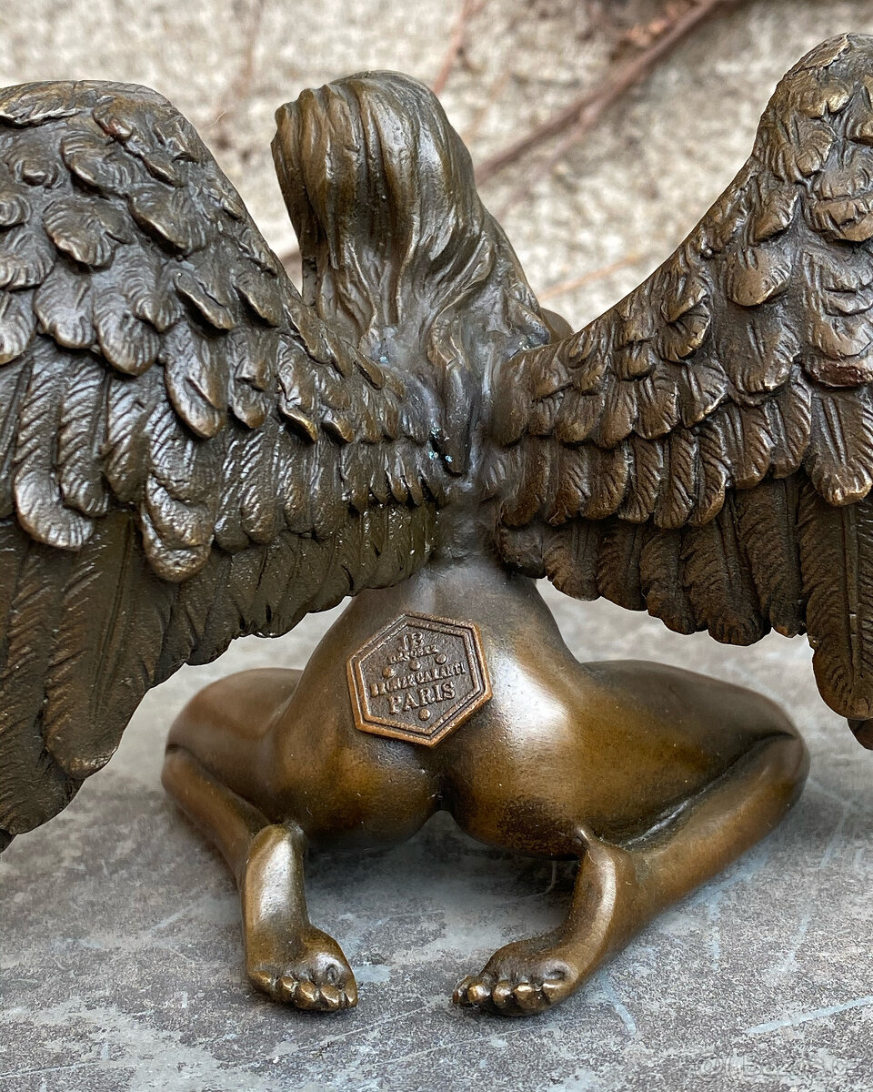 Erotická bronzová socha soška Nahá žena anděl s křídly luxus - 4