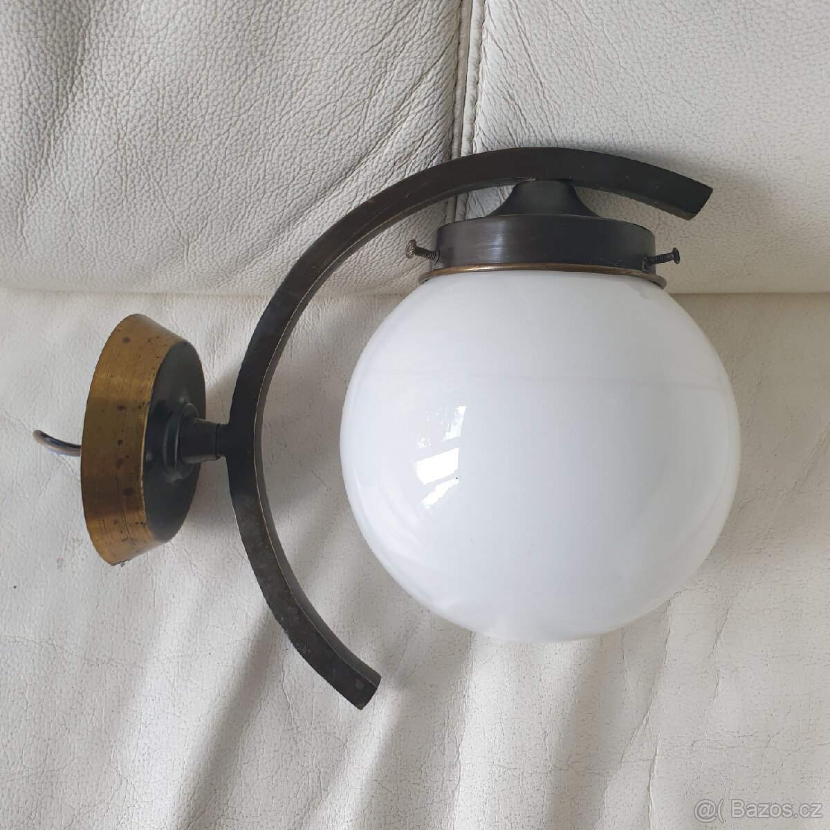 Starožitná nástěnná lampička art deco mosaz koule - 4