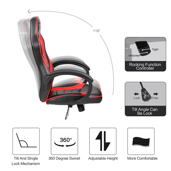 Studentská herní židle Red Fighter C6, černo-červená - 4