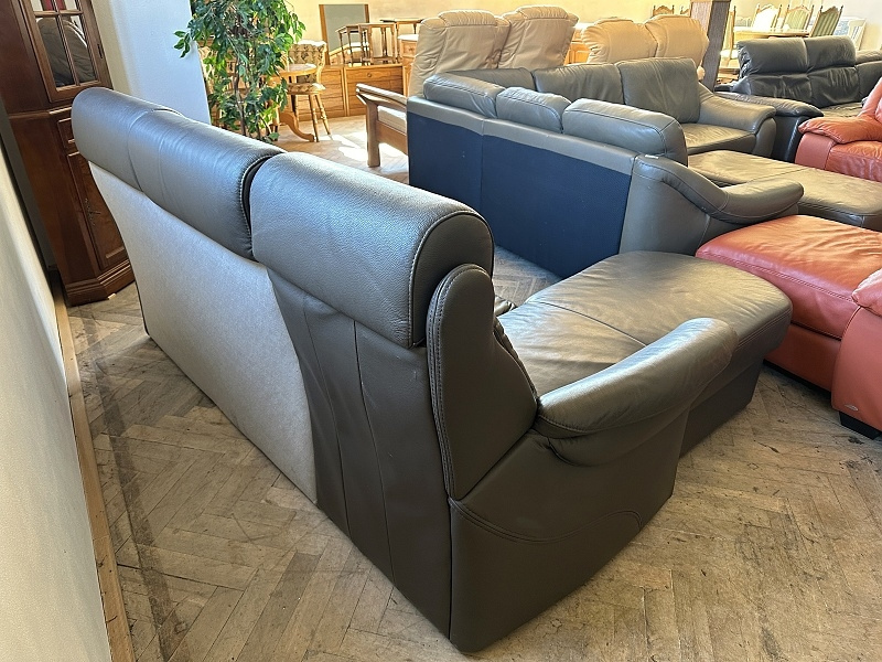 009 Kožená sedací souprava sedačka tm. hnědá - 4