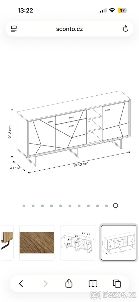 Komoda Brolo - dub/bílý lesk - 4