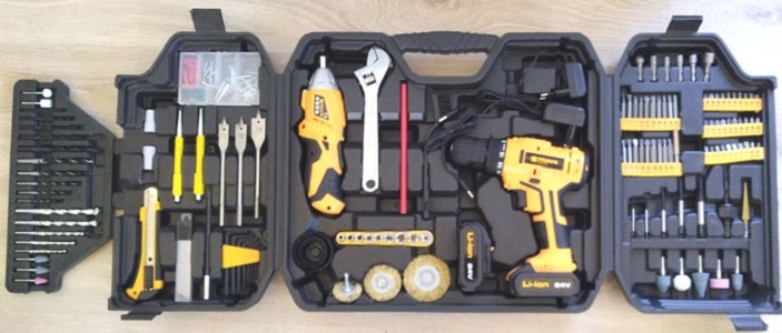 Sada nářadí AKU vrtačka + šroubovák + příslušenství - 4