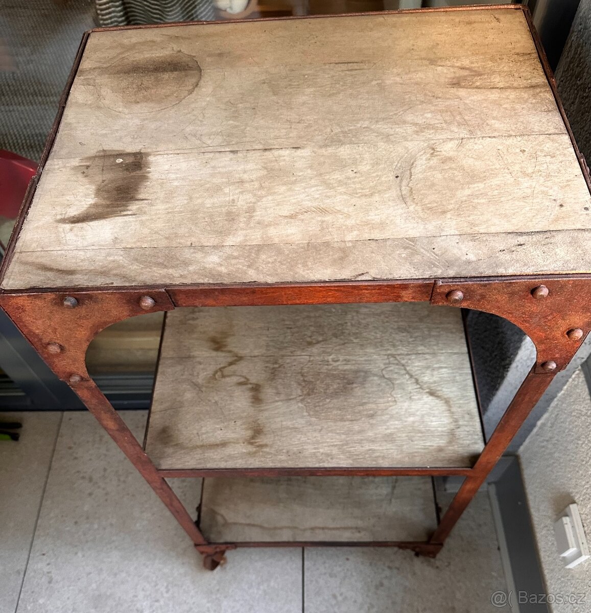 Policový díl - železný rám, dřevěné police - 4