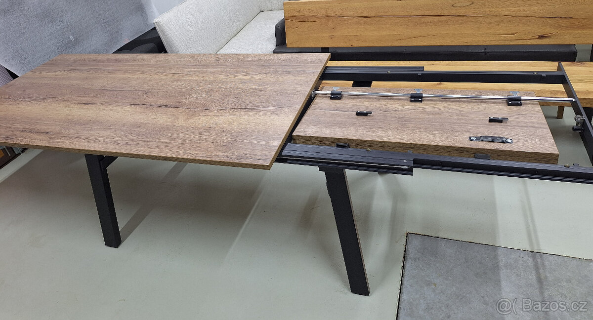 Jídelní stůl rozkládací Dub Halifax tabákový 100x200+100 - 4