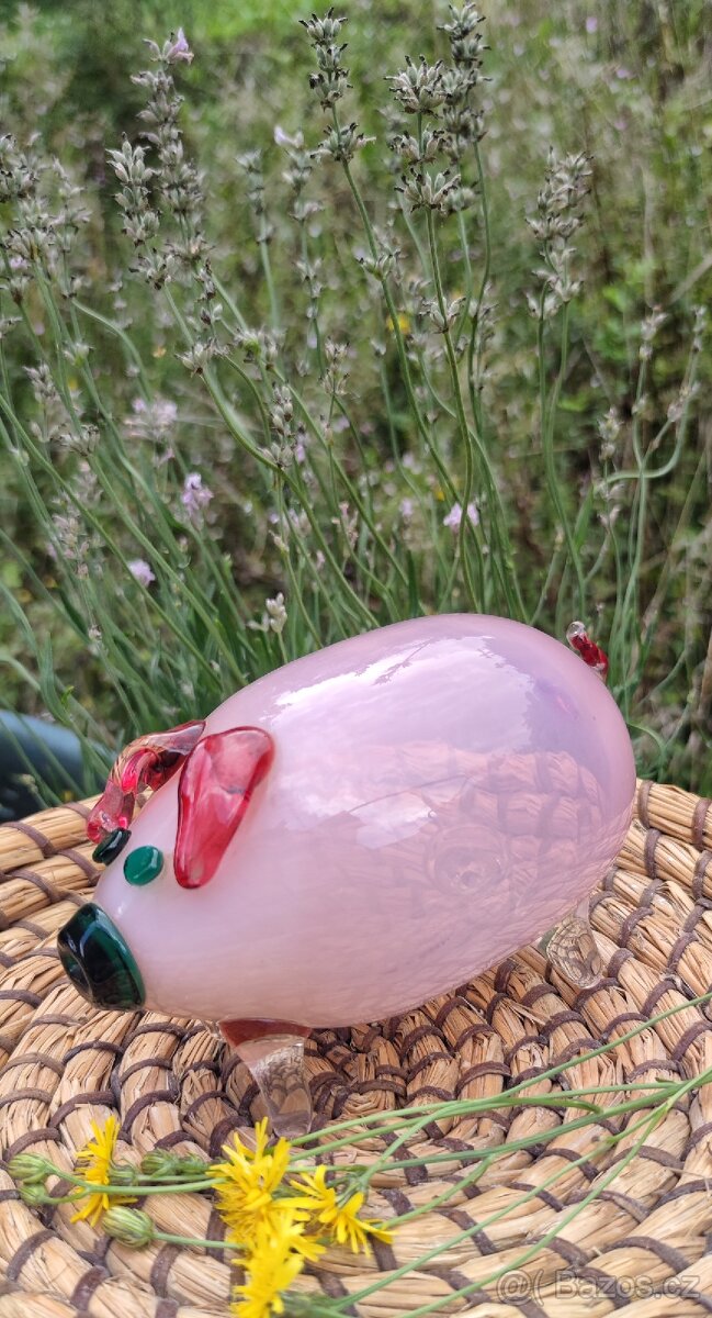 Ručně foukané skleněné prasátko - 4