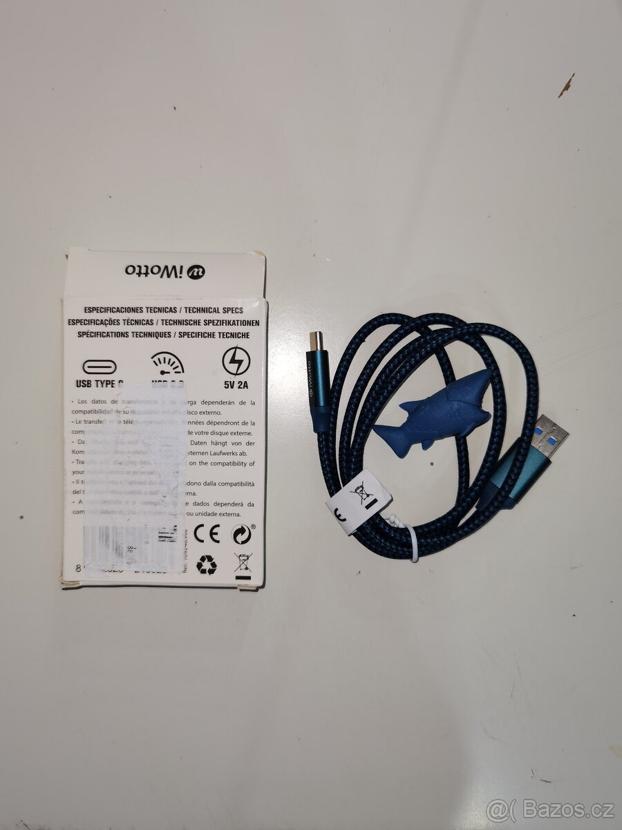 Nabíjecí kabel USB A / USB C modrý - držák žralok - 4