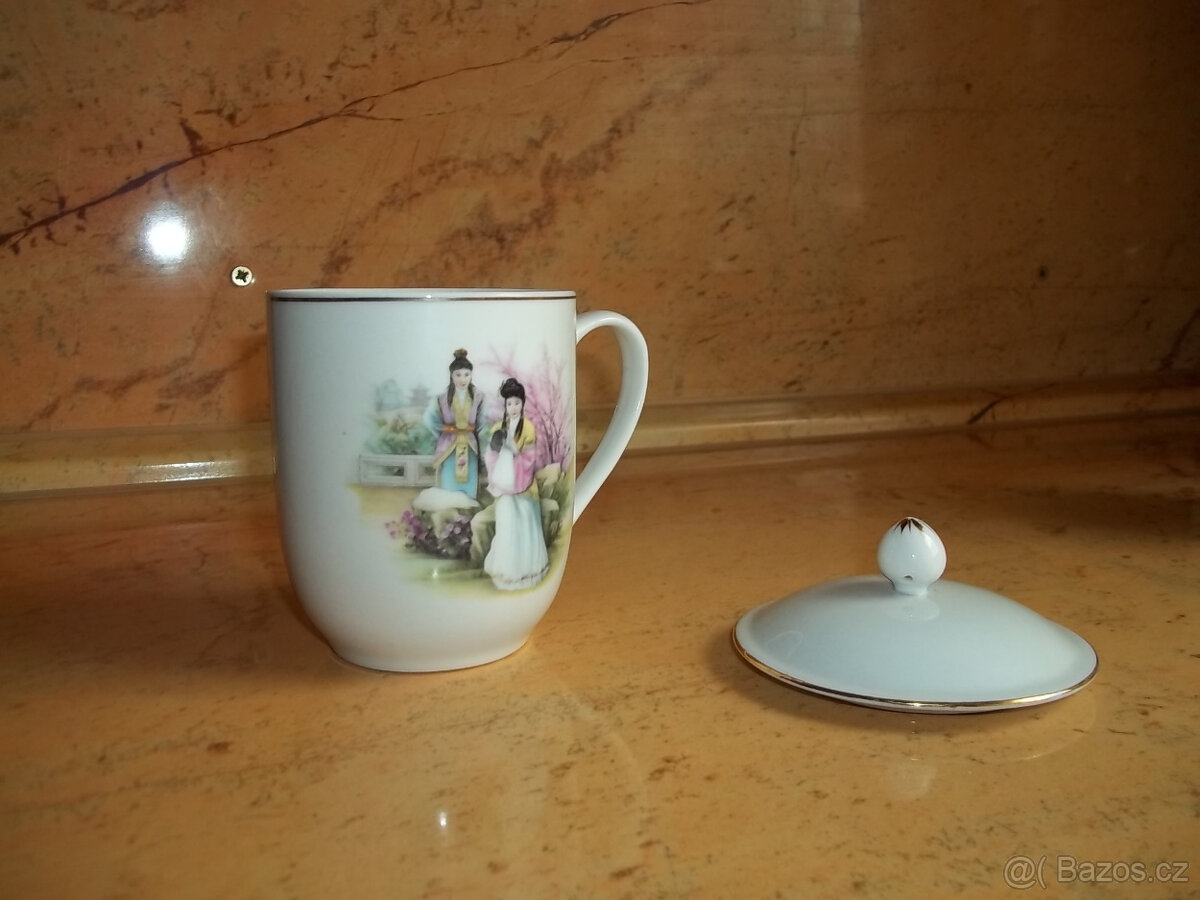 čínský porcelánový hrnek s pokličkou - 4