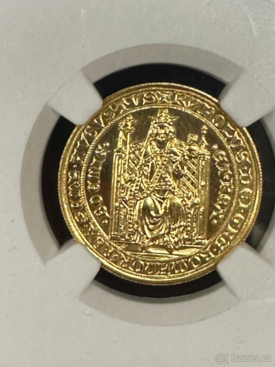 Zlatý československý 2 dukát Karel IV. 1978 NGC MS67 - 4