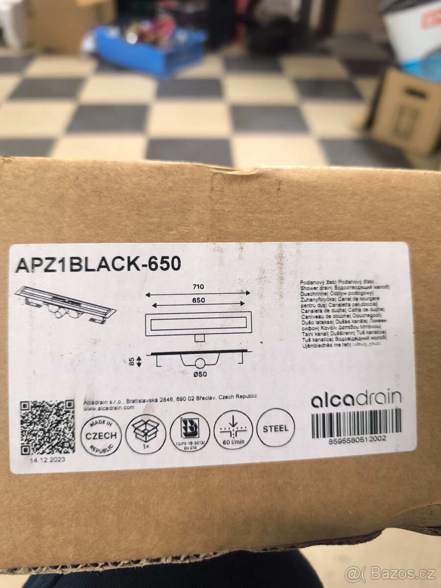 Sprchový žlab alcadrain,alcaplast APZ1-BLACK 650 - 4