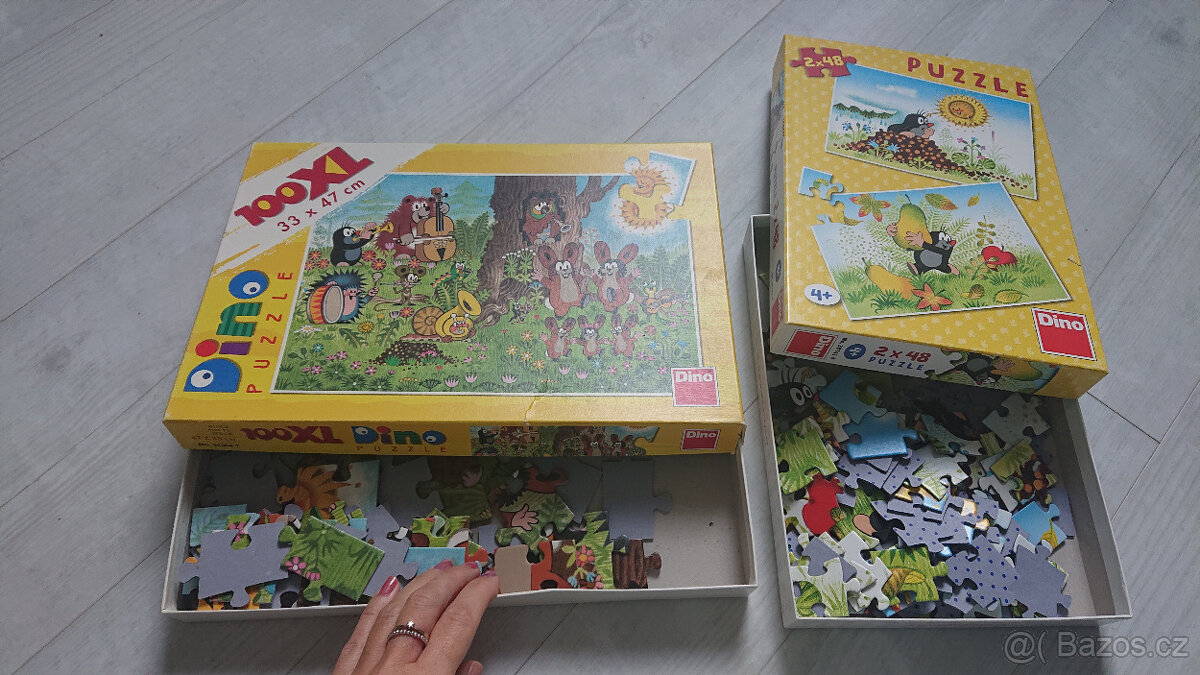 KOMPLET dřevené pro děti 0-4r +2x puzzle Krteček,koníci, ber - 4