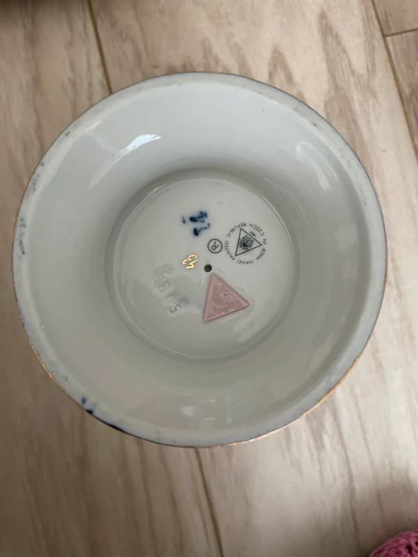 Porcelánová váza Kobaltová květina RoyalDux Duchcov - 4