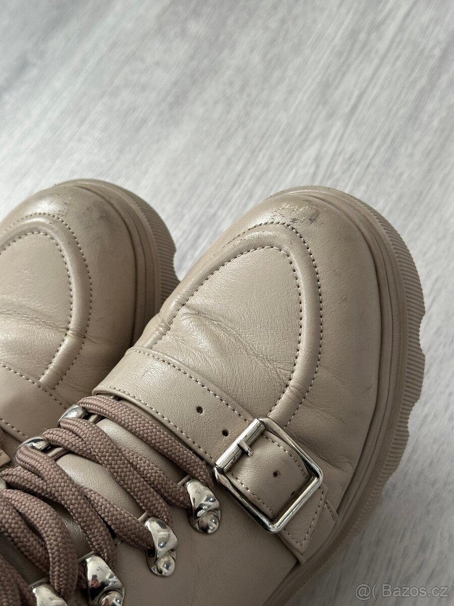 béžové kožené boty, vel 37 - 4