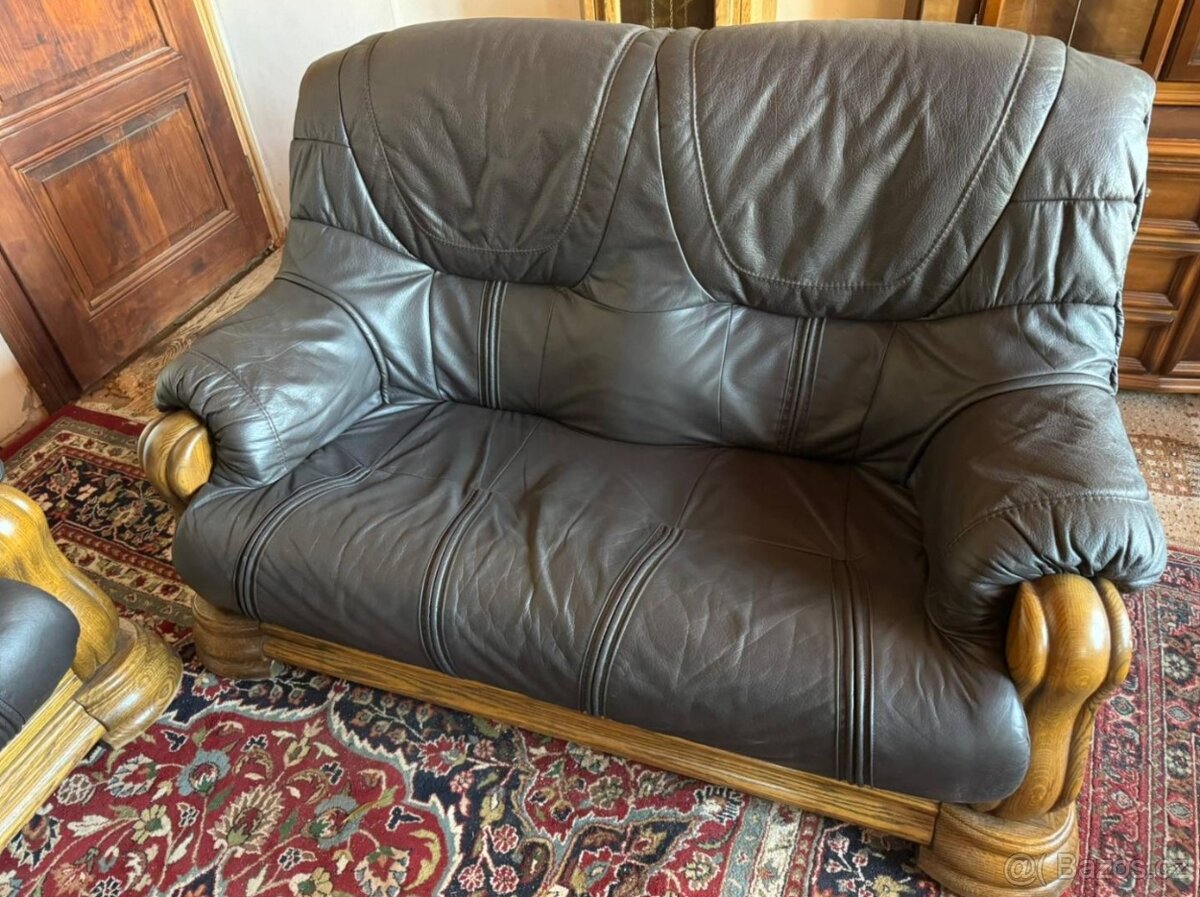 Rustikální kožená sedací souprava,6089 - 4