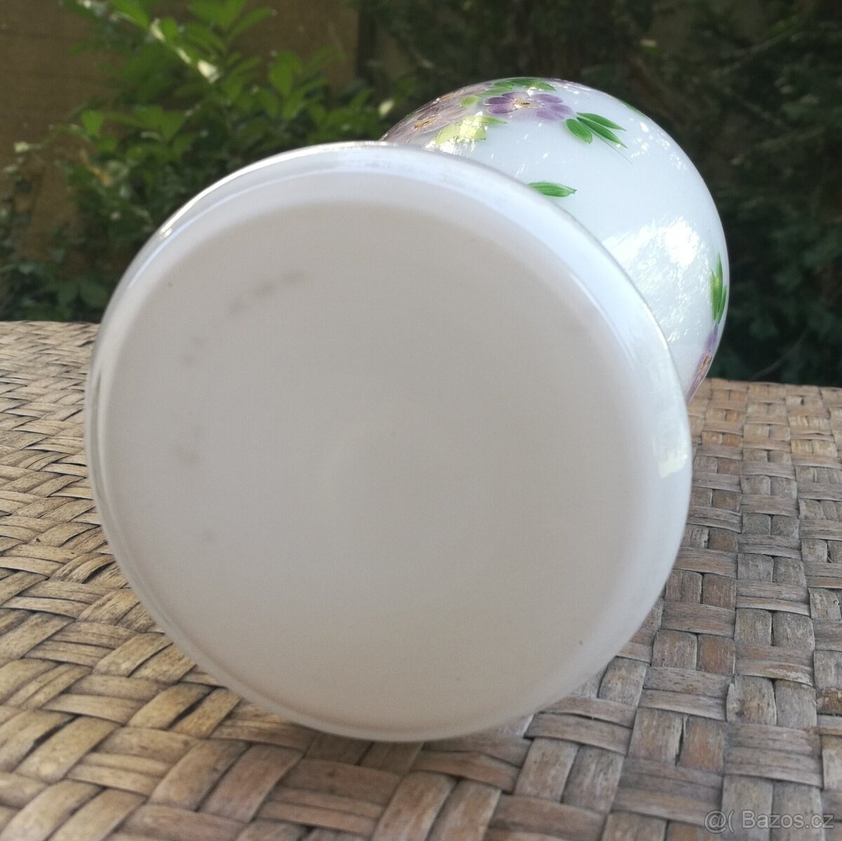 VÁZA skleněná - ručně malovaný dekor květin - 4