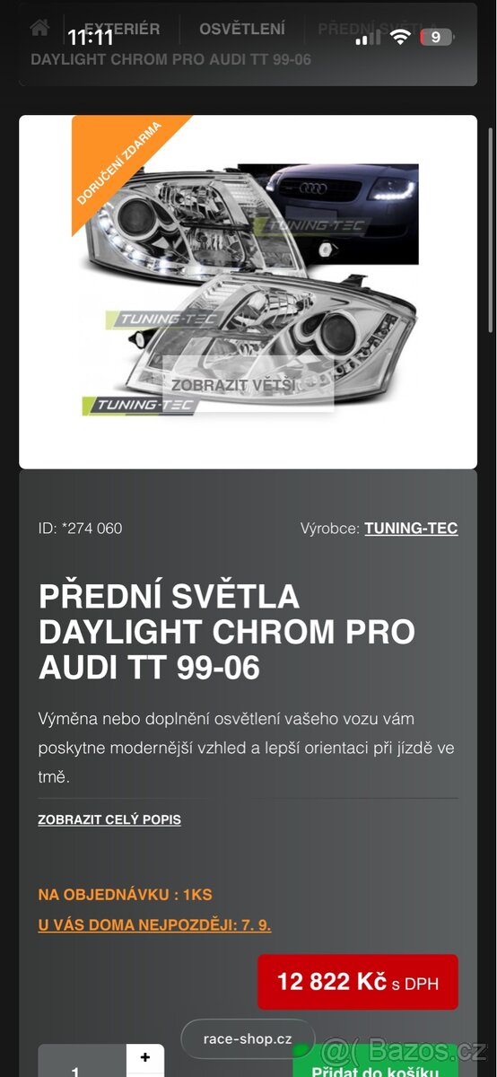 Přední světlo Tuning-Tec Audi TT 8n - 4