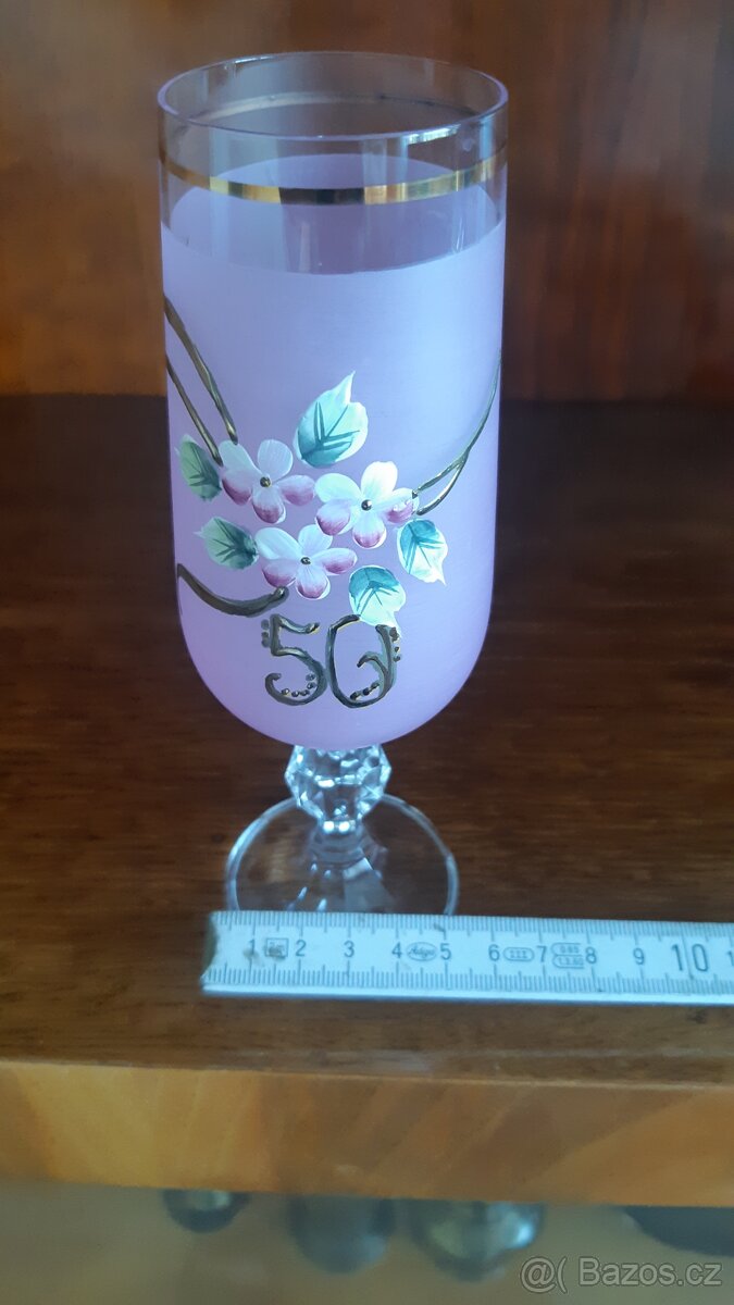 Novoborské sklo - sklenička k 50. výročí narozenin - 4