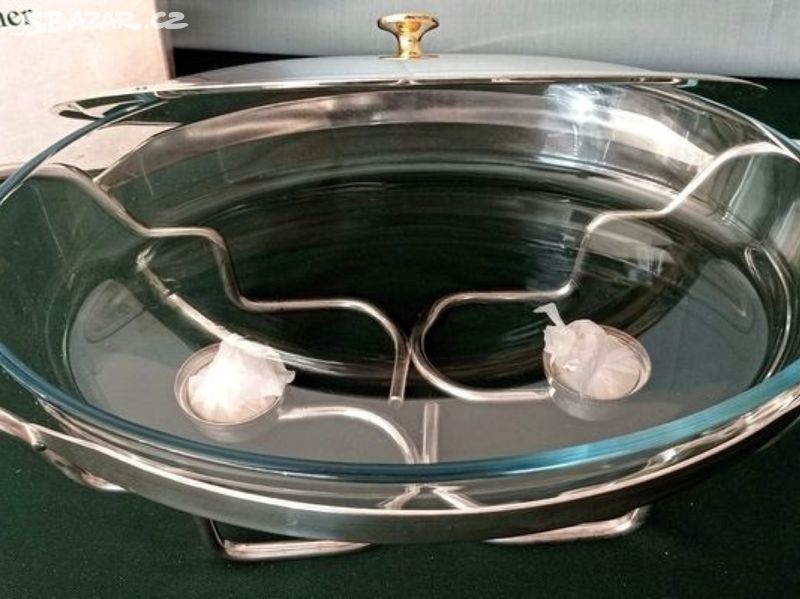 Zapékací oválná mísa s ohřívačem na 2 čajové svíčky - 4