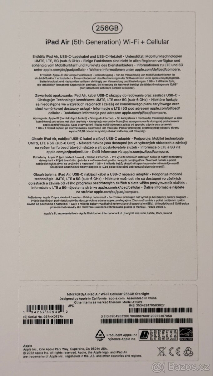 iPad Air (2022) Wi-Fi + Cellular 256GB - 4