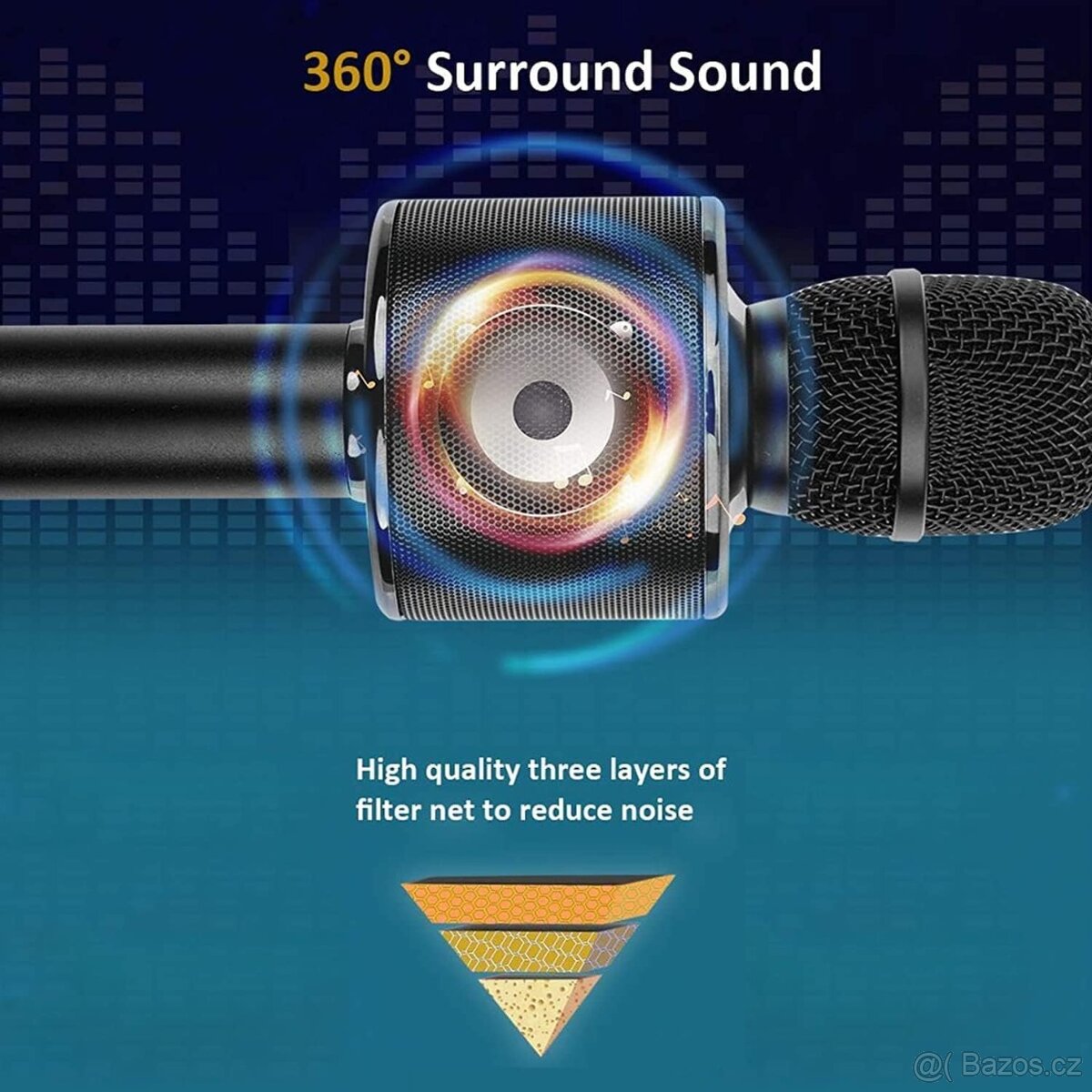 Bluetooth mikrofon Karaoke BONAOK 3v1, - 4