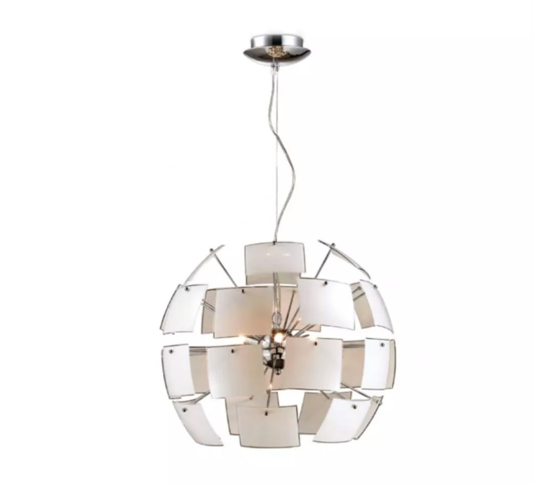 Lustr designový, bílé sklo - 4