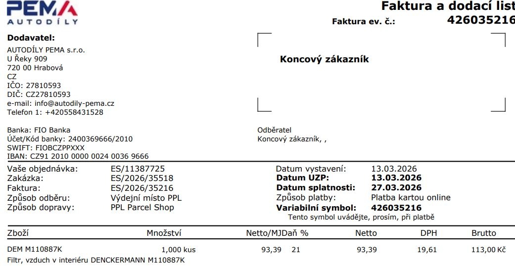 Filtr, vzduch v interiéru DENCKERMANN M110887K - 4