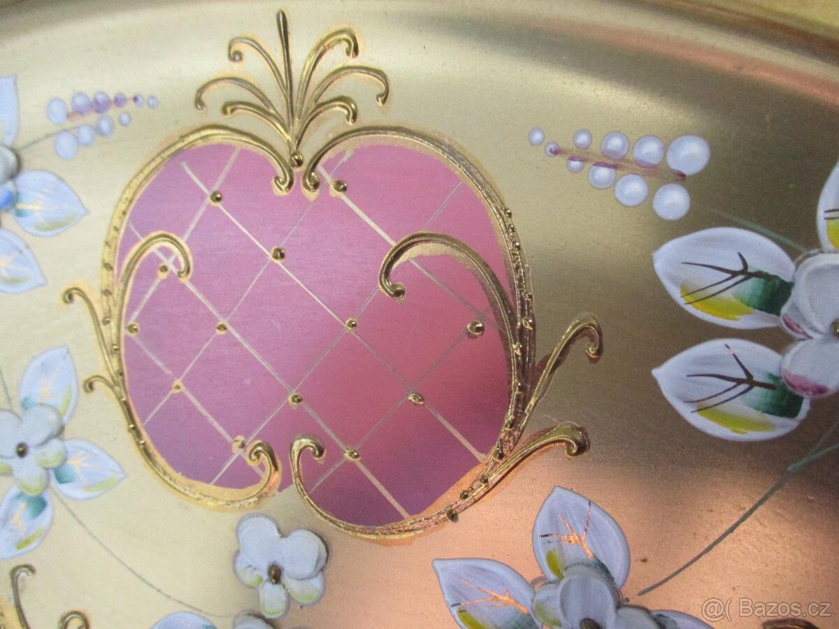 Velký starožitný etažer , smalty , 2 patra , TOP STAV - 4