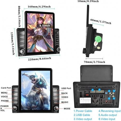 2DIN LCD bluetooth 9,5inch dotykové multimediální vertikální - 4