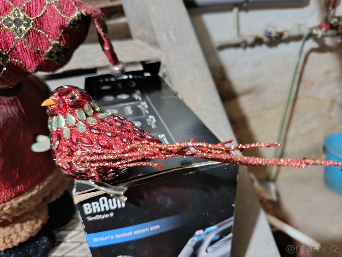 Sada 4 ks - Retro/Vintage Skleněné Vánoční Ozdoby Ptáčci - 4