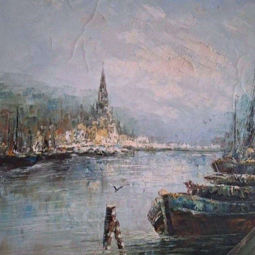 🎨 "Přístav" – Olejomalba v postimpresionistickém stylu - 4