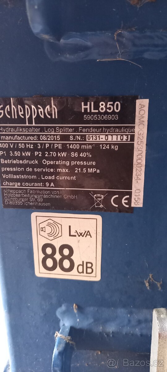 Štípačka dřeva Scheppach 8,5t. - 4