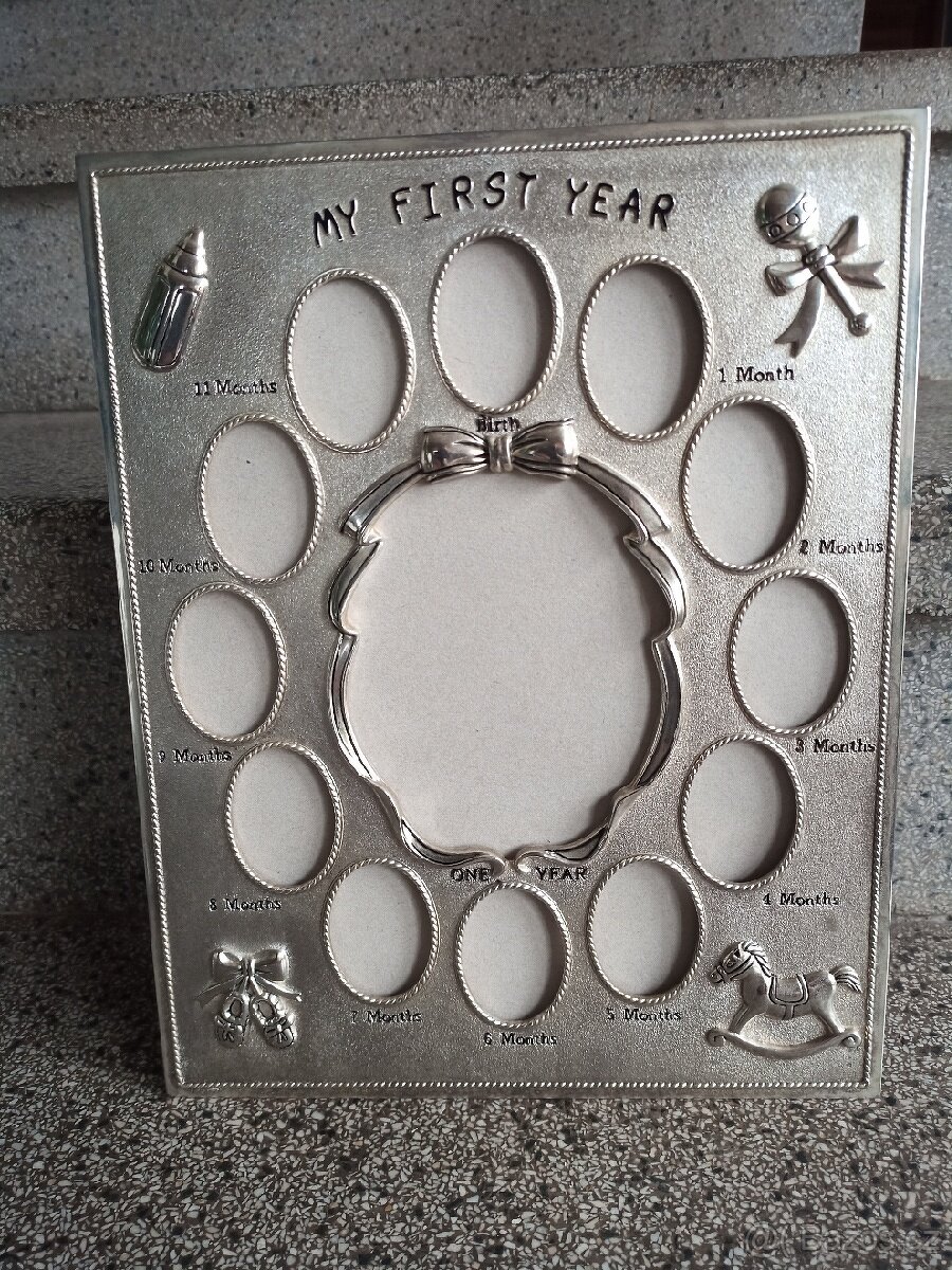 Masivní kovový rámeček + kniha Deník mého děťátka - 4