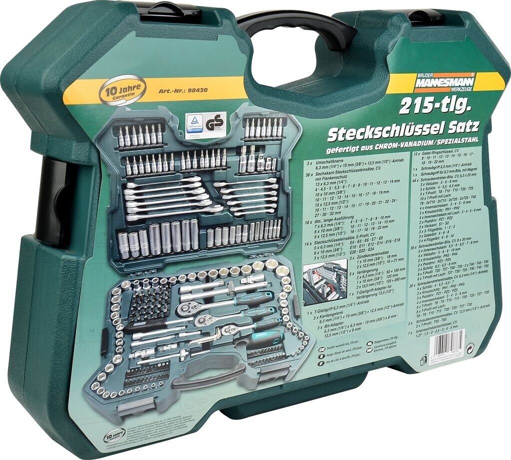 Gola sada 1/4", 3/8" a 1/2" - 215 dílů Mannesmann 98430 - 4