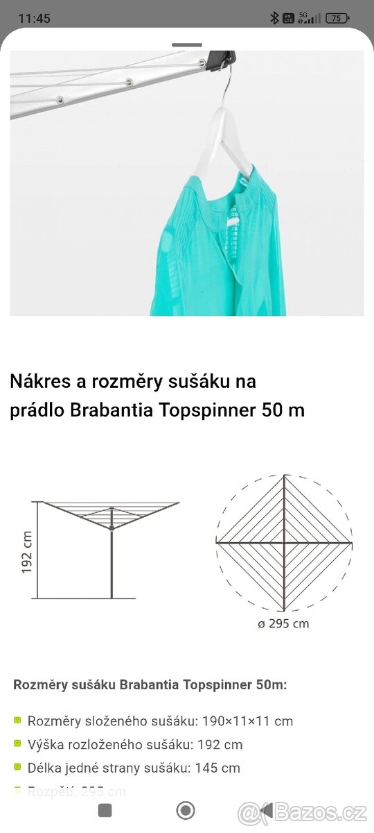 Nový Brabantia sušák Topspinner 50m - 4