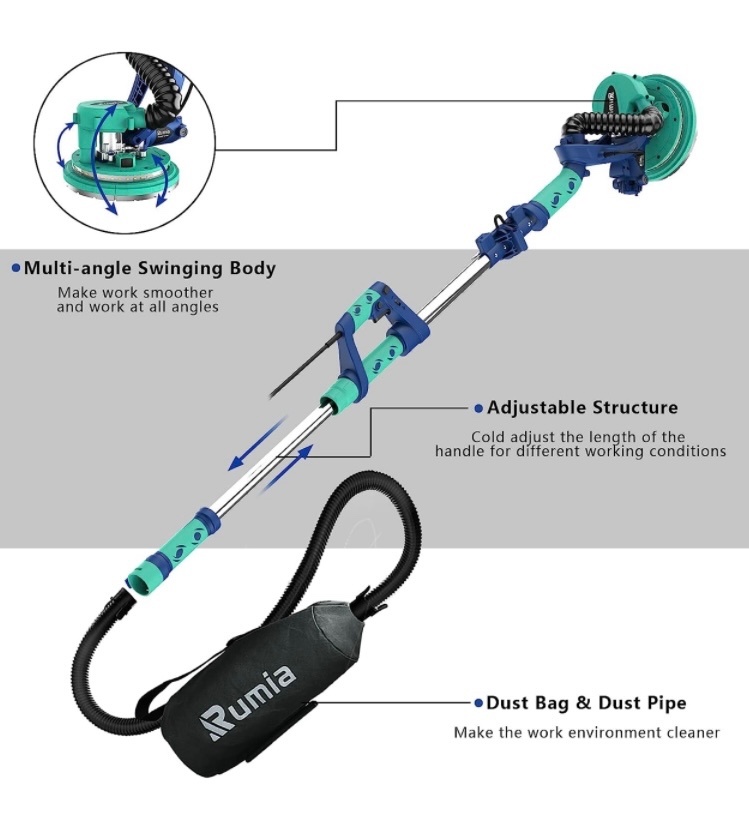 Bruska na SDK a omítku s odsáváním, 800W, žirafa - 4