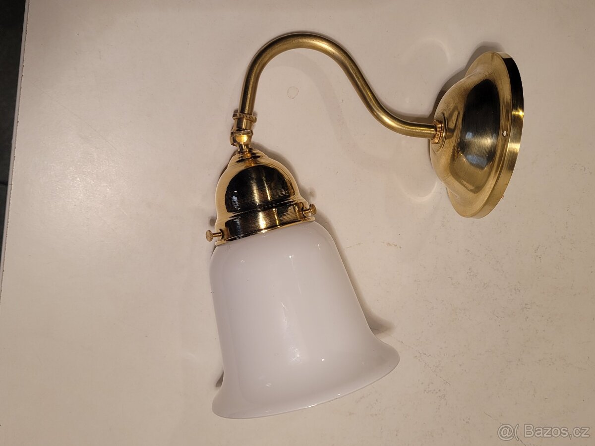 mosazná lampa, lampička stínidlo zvoneček, až 2 ks - 4