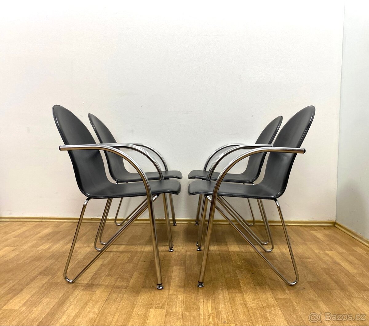 Retro židle 80. léta chrom kůže - 4