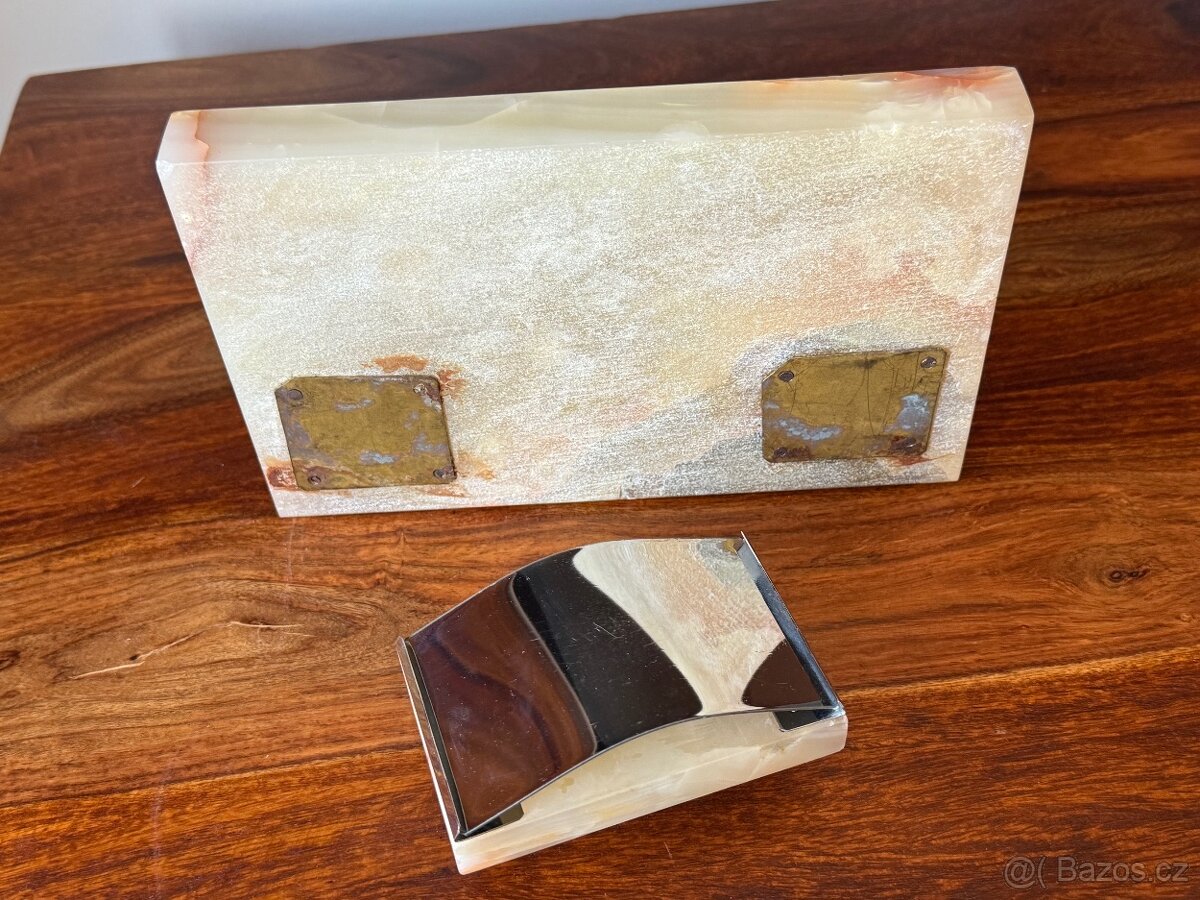 Starožitný mramorový kalamář s kolébkou na piják - ONYX - 4