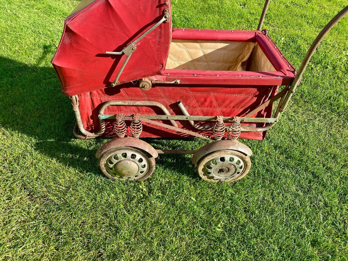 kočárek starý dětský kočárek pérák retro dětský kočárek - 4