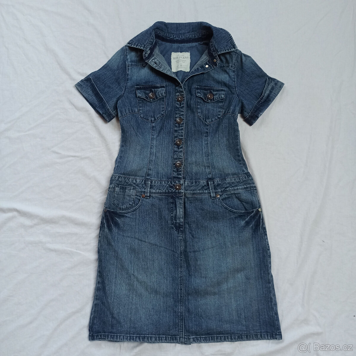 dámské džínové strečové šaty eur 38 H.I.S. TOP STAV - 4