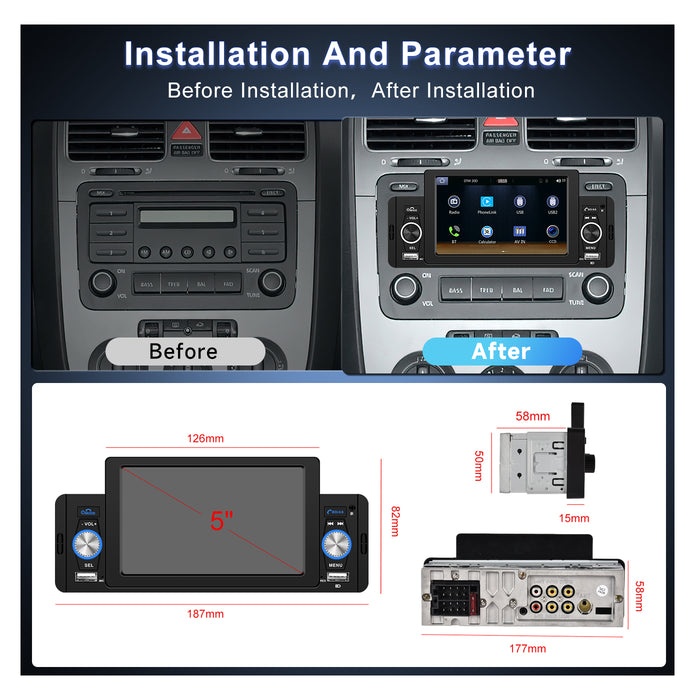 1DIN autorádio Podofo A3107 - 4