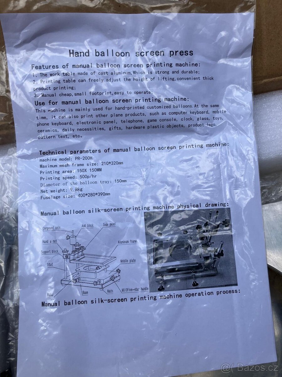 Ruční sítotiskový stroj na balónky - 4