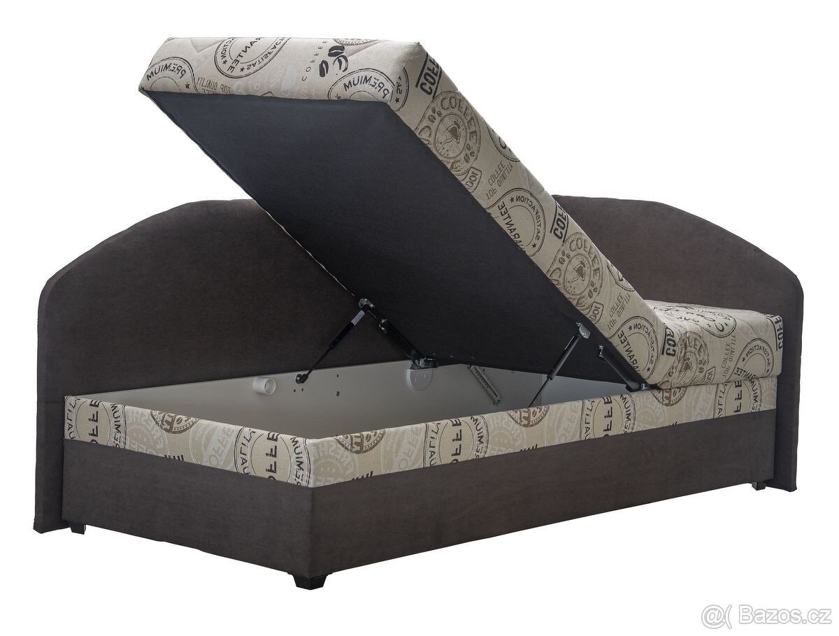 Čalouněná rohová válenda tmavě hnědá / světle hnědý vzor - 4