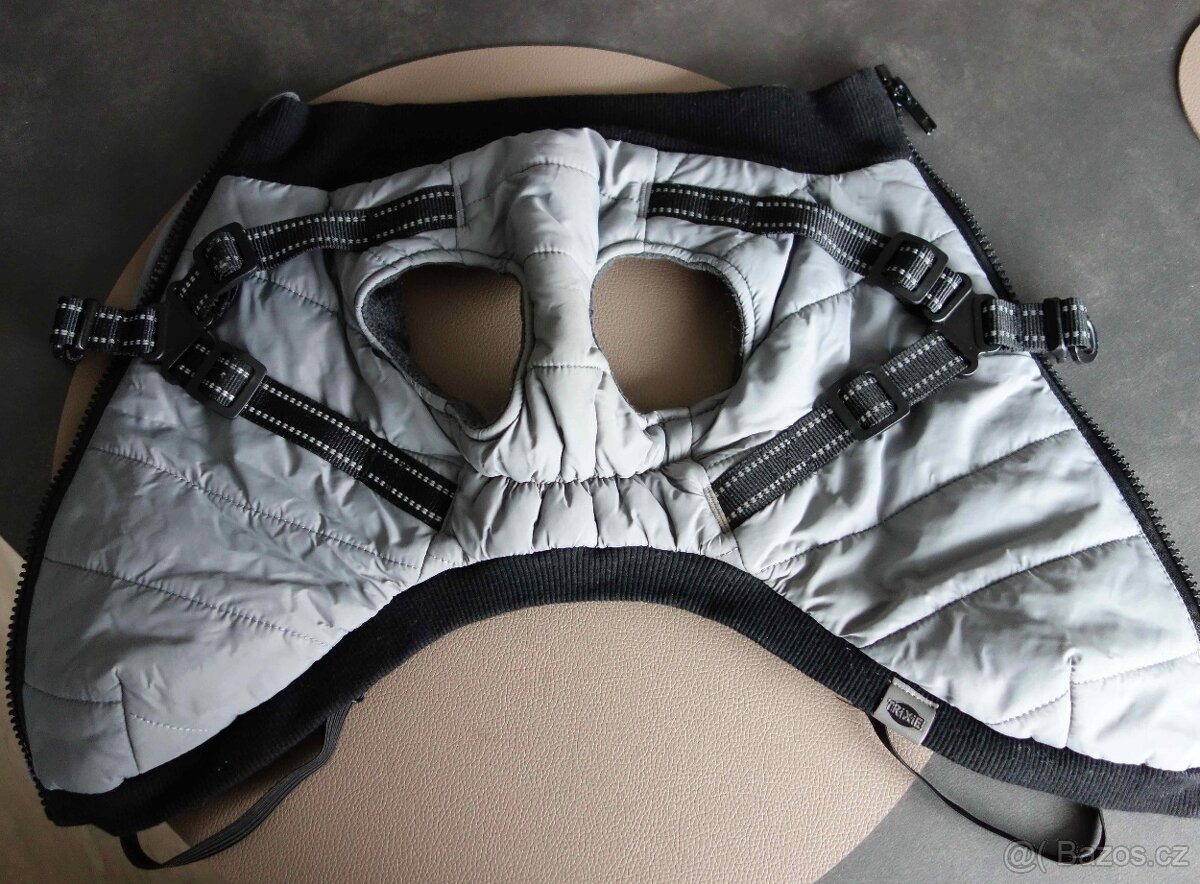 Obleček pro psa- Bunda s postrojem šedá S: 33 cm - 4