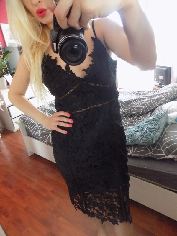 Černé krajkové šaty vel.36 - 4