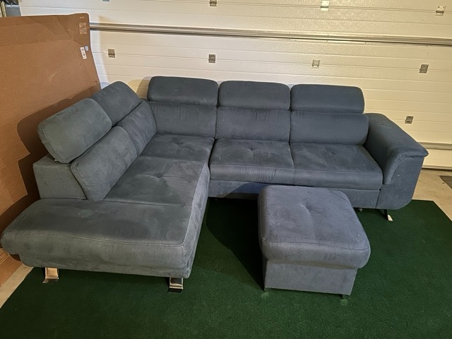 Sedací souprava - Rozkládací + Taburet - modrá, levá - 4