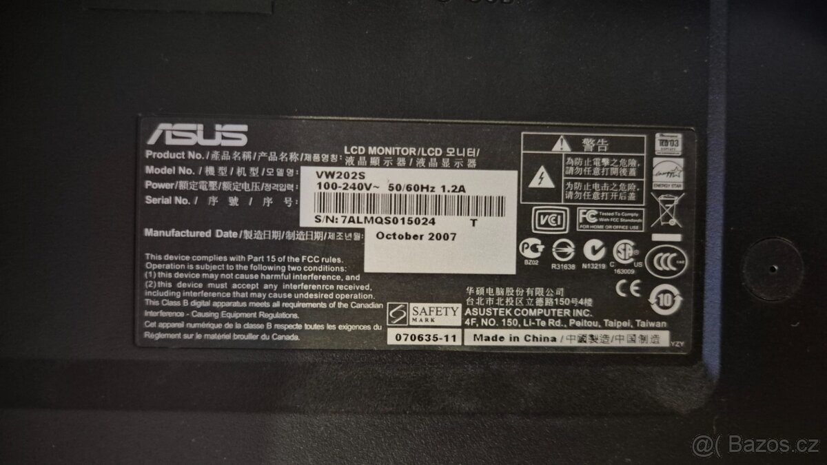 Monitor Asus VW202S 20,1" - 4