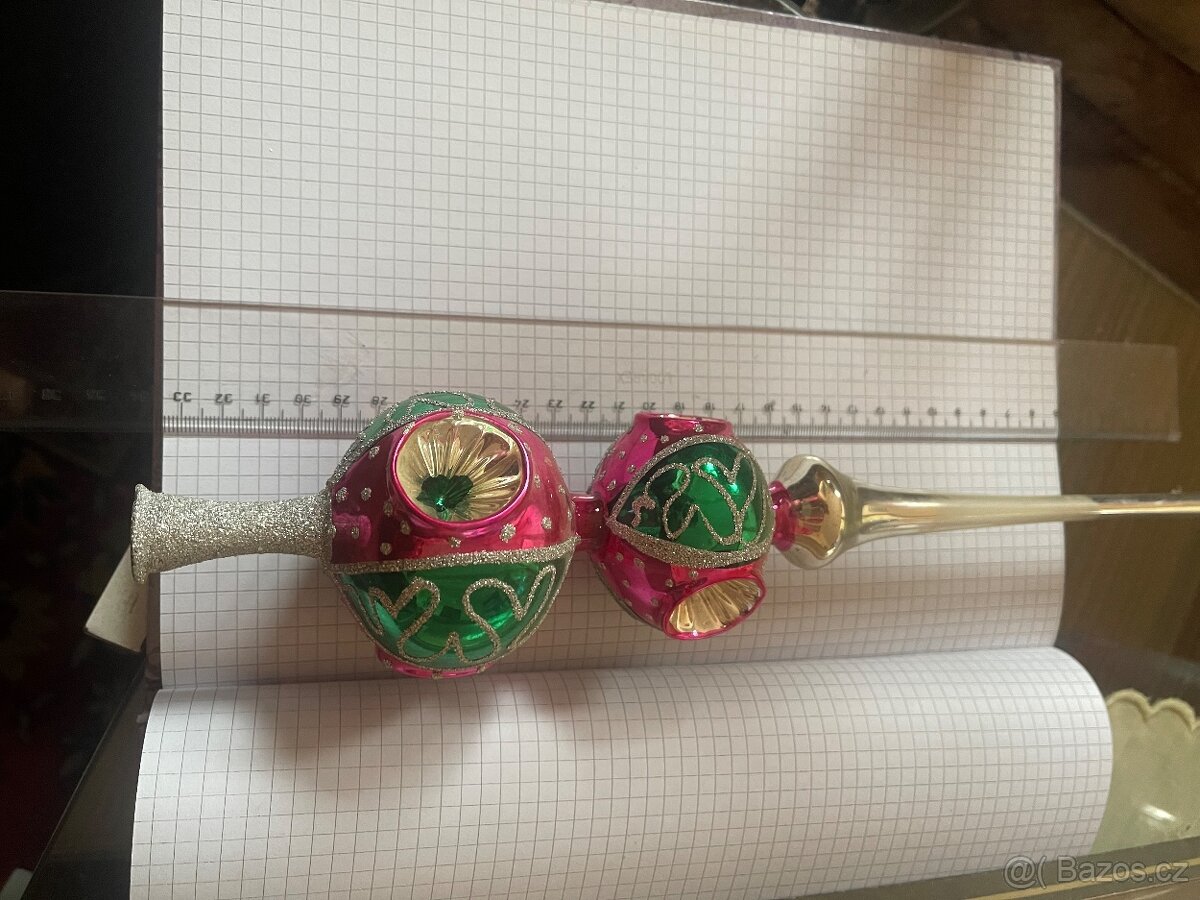 Stará skleněná vánoční špička - 4