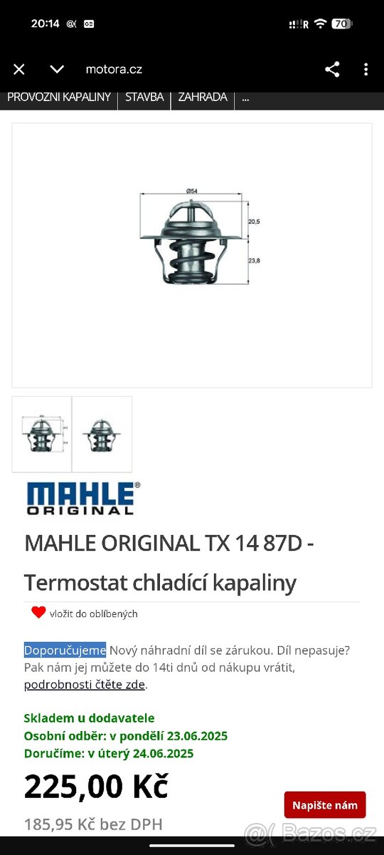 Termostat a příruba chladiva 1.6mpi - 4