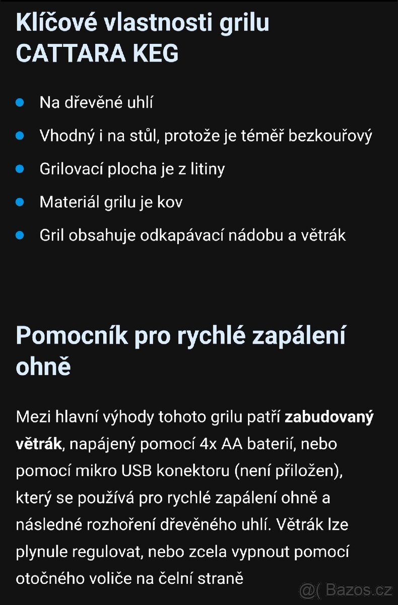 Cattara Non-smoking charcoal Grill KEG stolní - 4